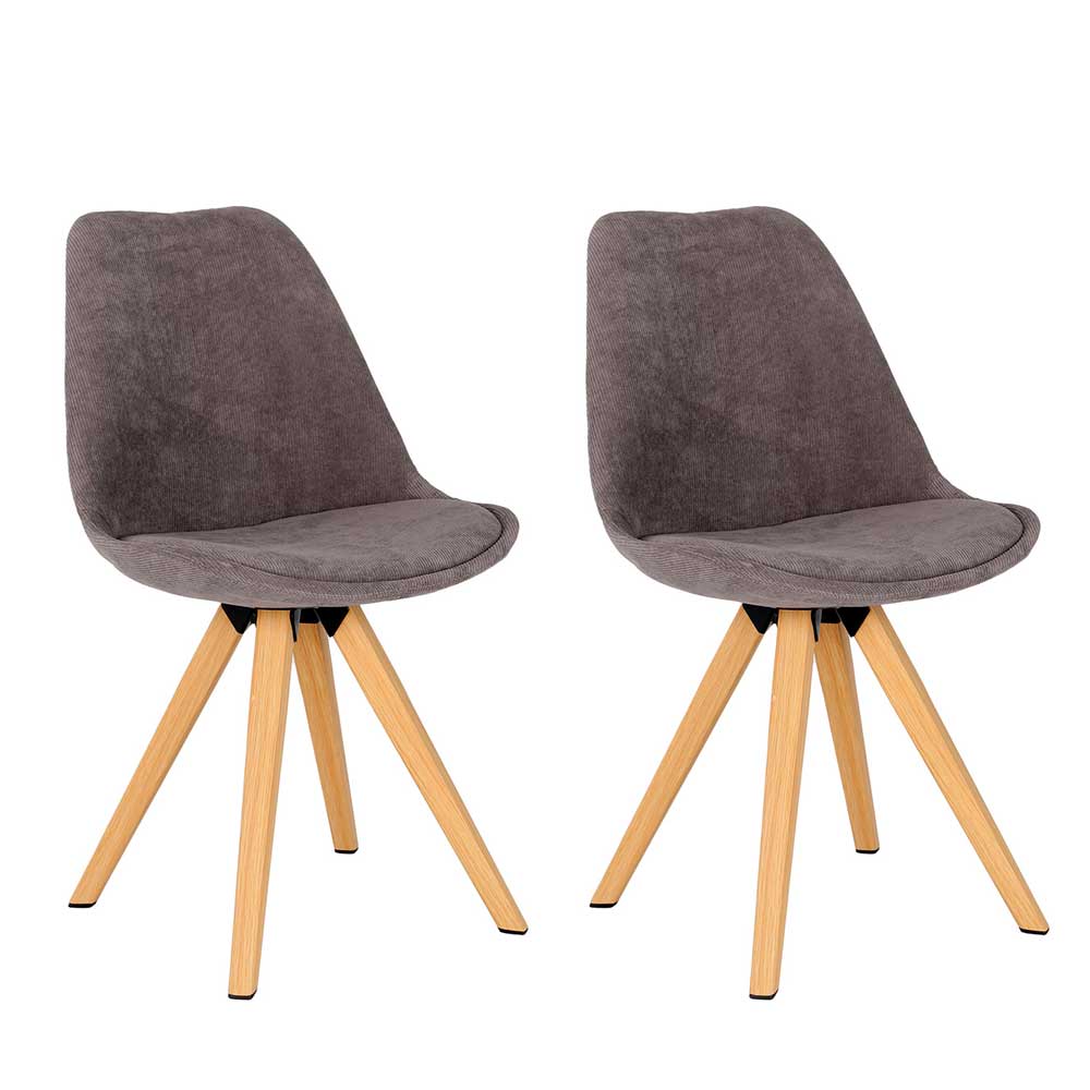 Esstisch Stühle Magan in Grau und Eichefarben im Skandi Design (2er Set)