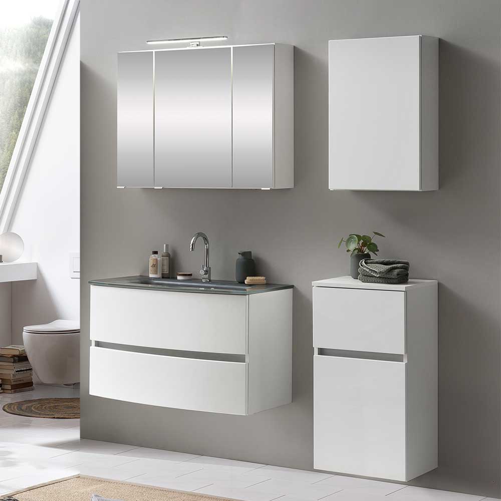 Waschraum Einrichtung Set Daralos in Weiß modern (vierteilig)