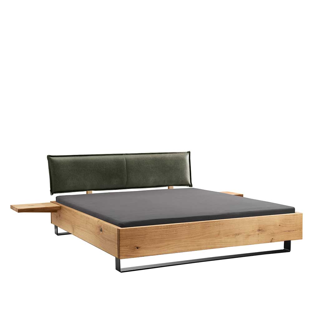 Modernes Doppelbett Sanyra aus Wildeiche Massivholz und Metall (dreiteilig)