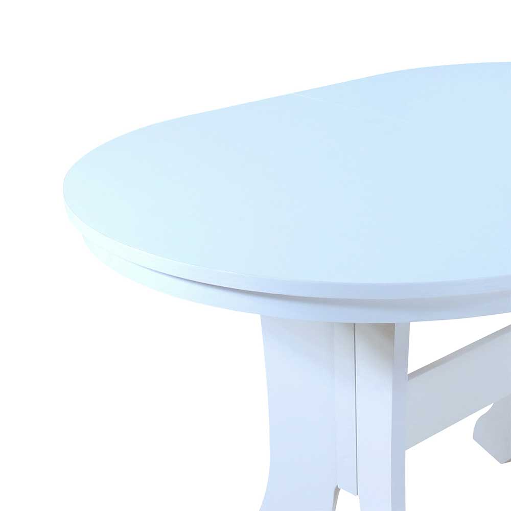Sitzgruppe ausziehbar Zinsoe mit ovalem Tisch in Weiß & Braun (fünfteilig)