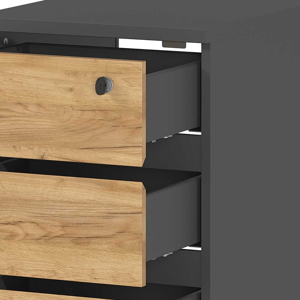 Schreibtischrollcontainer Charin mit drei Schubladen abschließbar