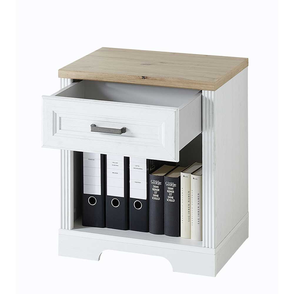 Schreibtischrollcontainer Morelia Landhaus Stil mit einer Schublade