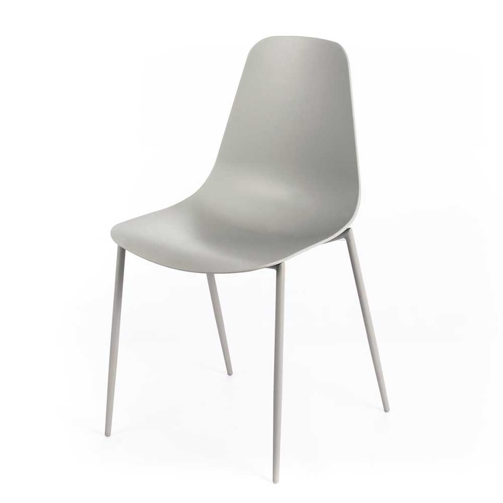 Hellgraue Stühle Selavni mit Kunststoffsitz und Metallgestell (4er Set)