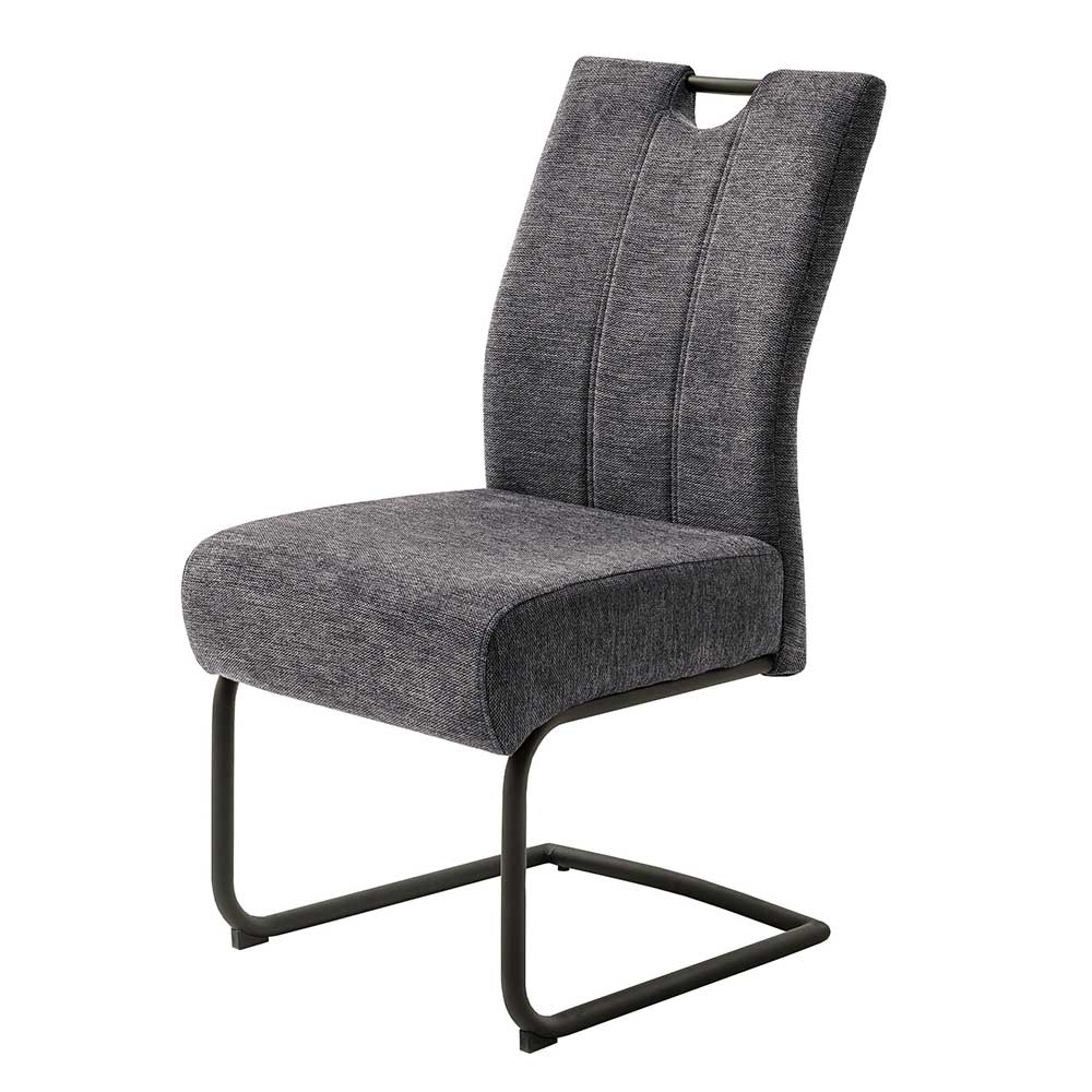 Belves schwarzem Freischwinger Metall Grau Stühle mit Gestell aus in