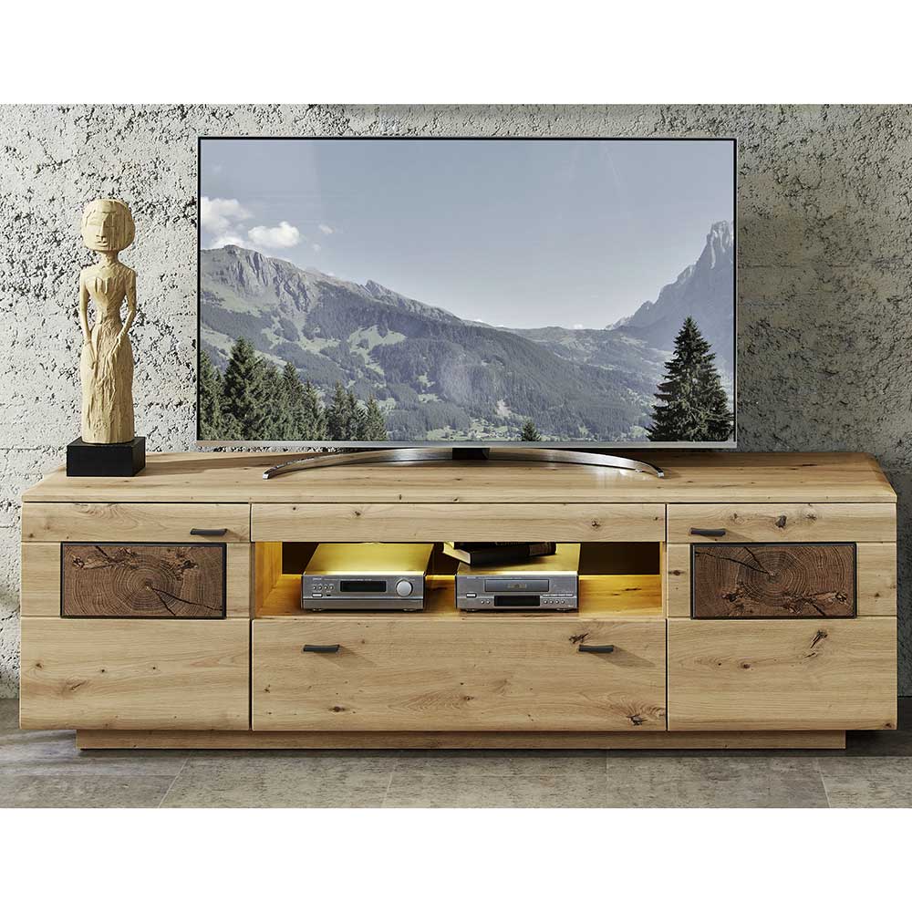TV Unterschrank Philsov in Wildeiche Hirnholz Optik 190 cm breit