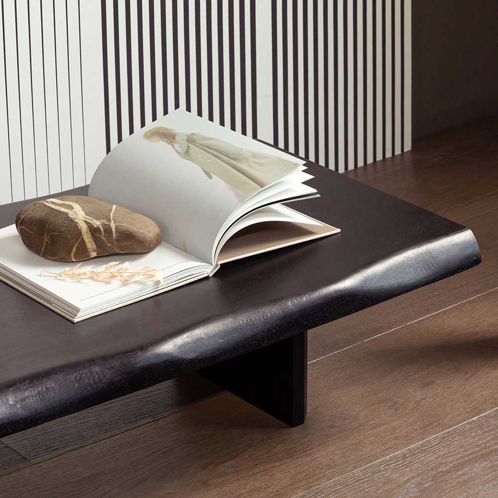 Japandi Wohnzimmer Tisch Teakena in Schwarz 120x28x55 cm