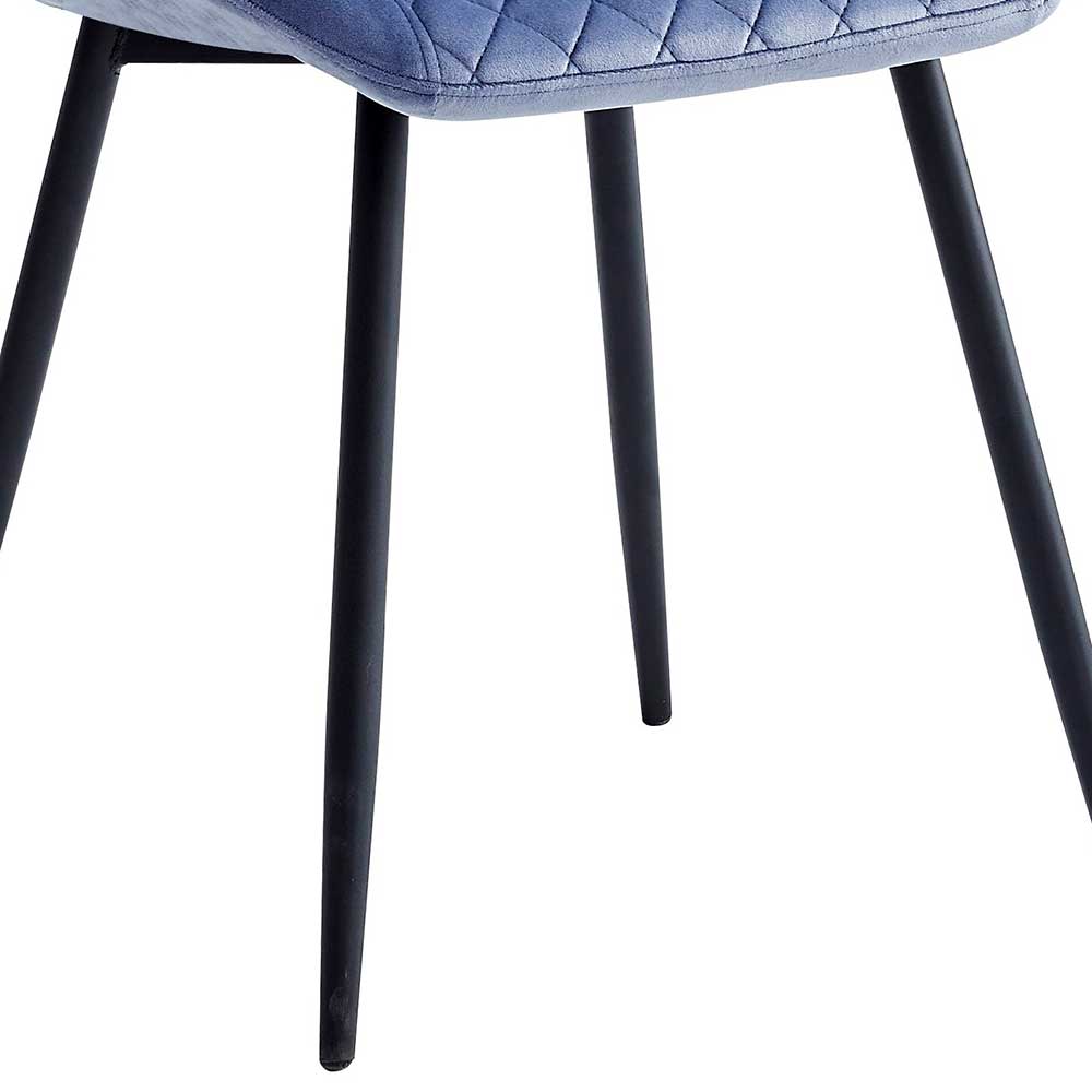 Esstisch Stühle Catanias in Blau Samt mit Gestell aus Metall (4er Set)