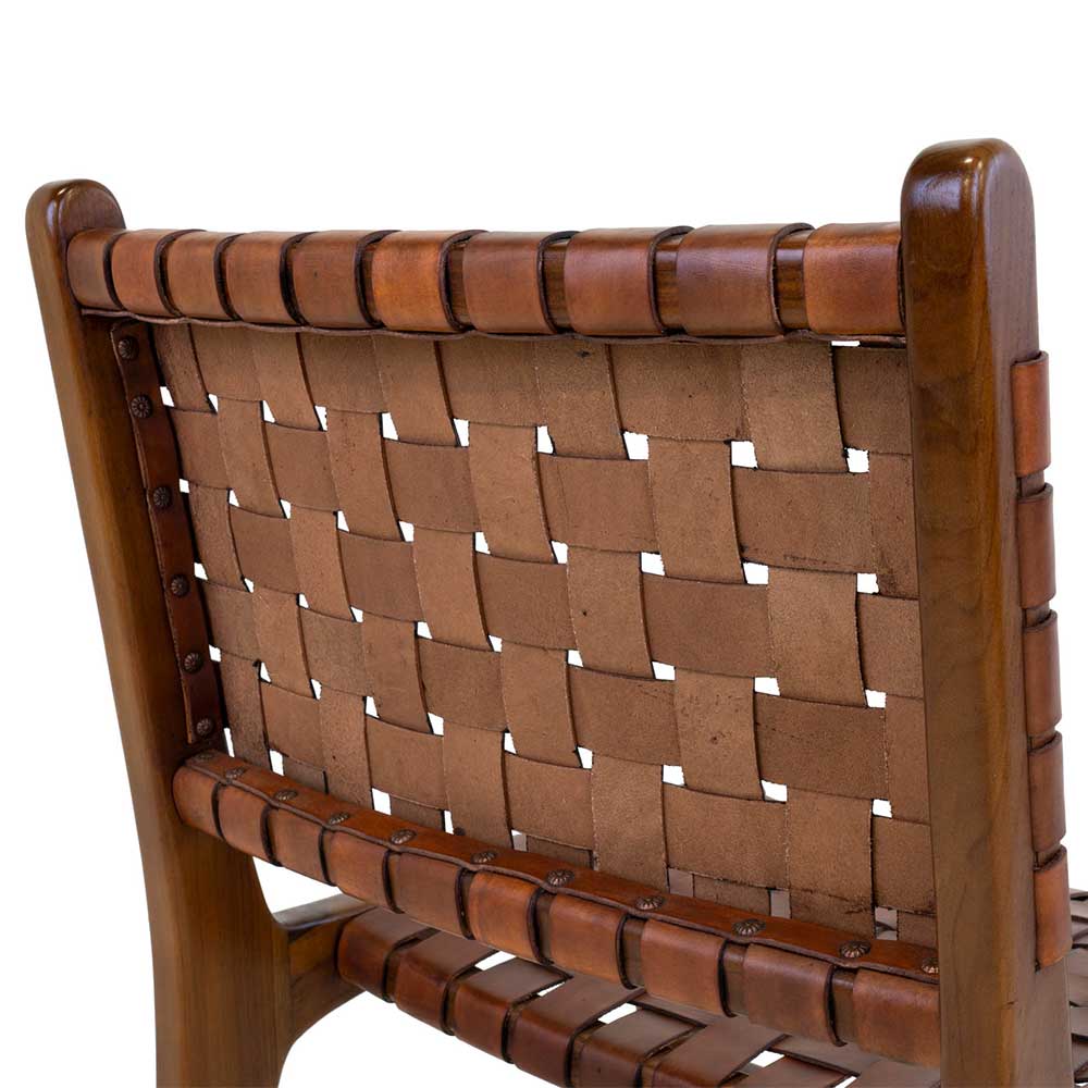 Esstisch Stühle Excellenta aus Teak Massivholz und Echtleder (2er Set)