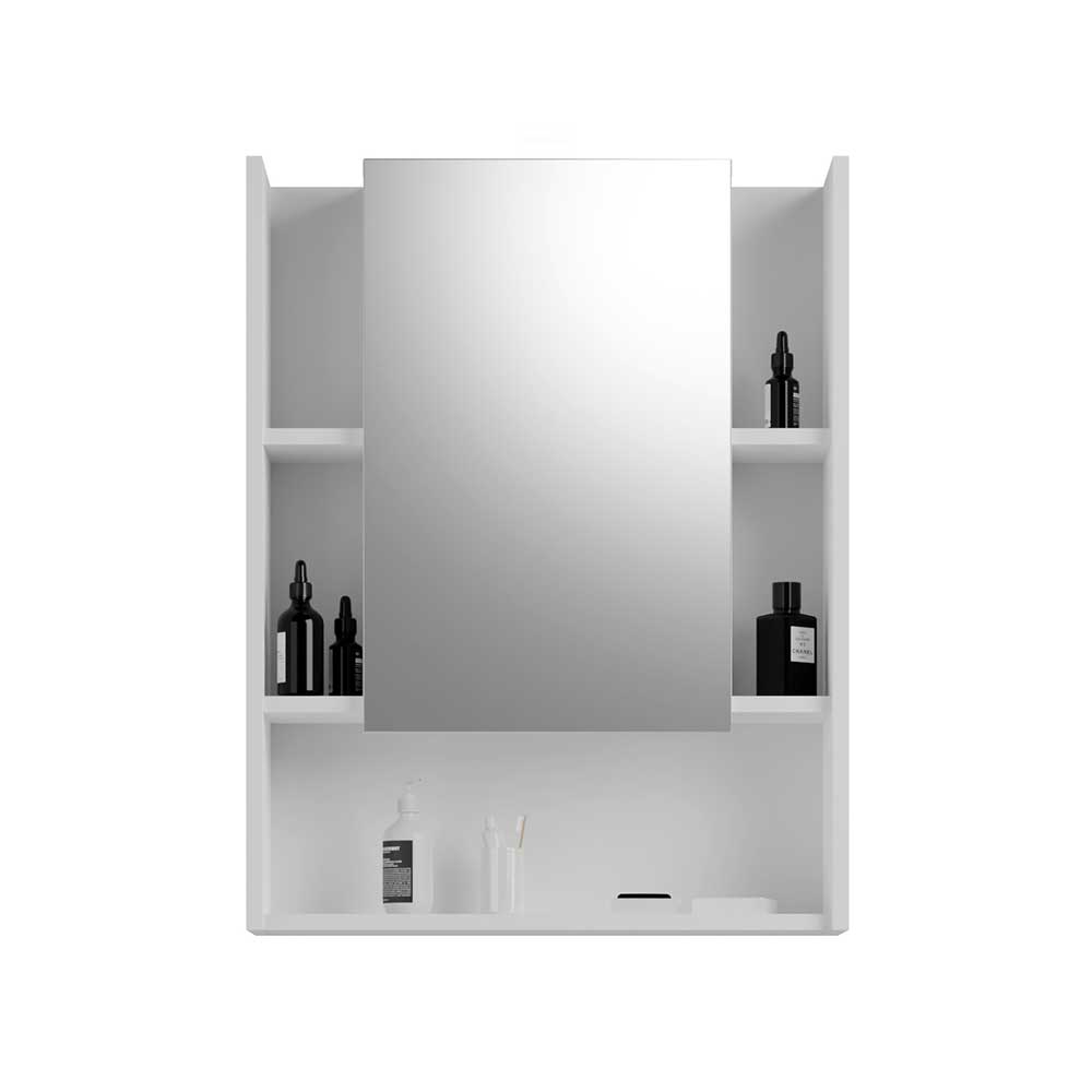 Badmöbel Set Hochglanz Mianna in Weiß mit Spiegelschrank (dreiteilig)