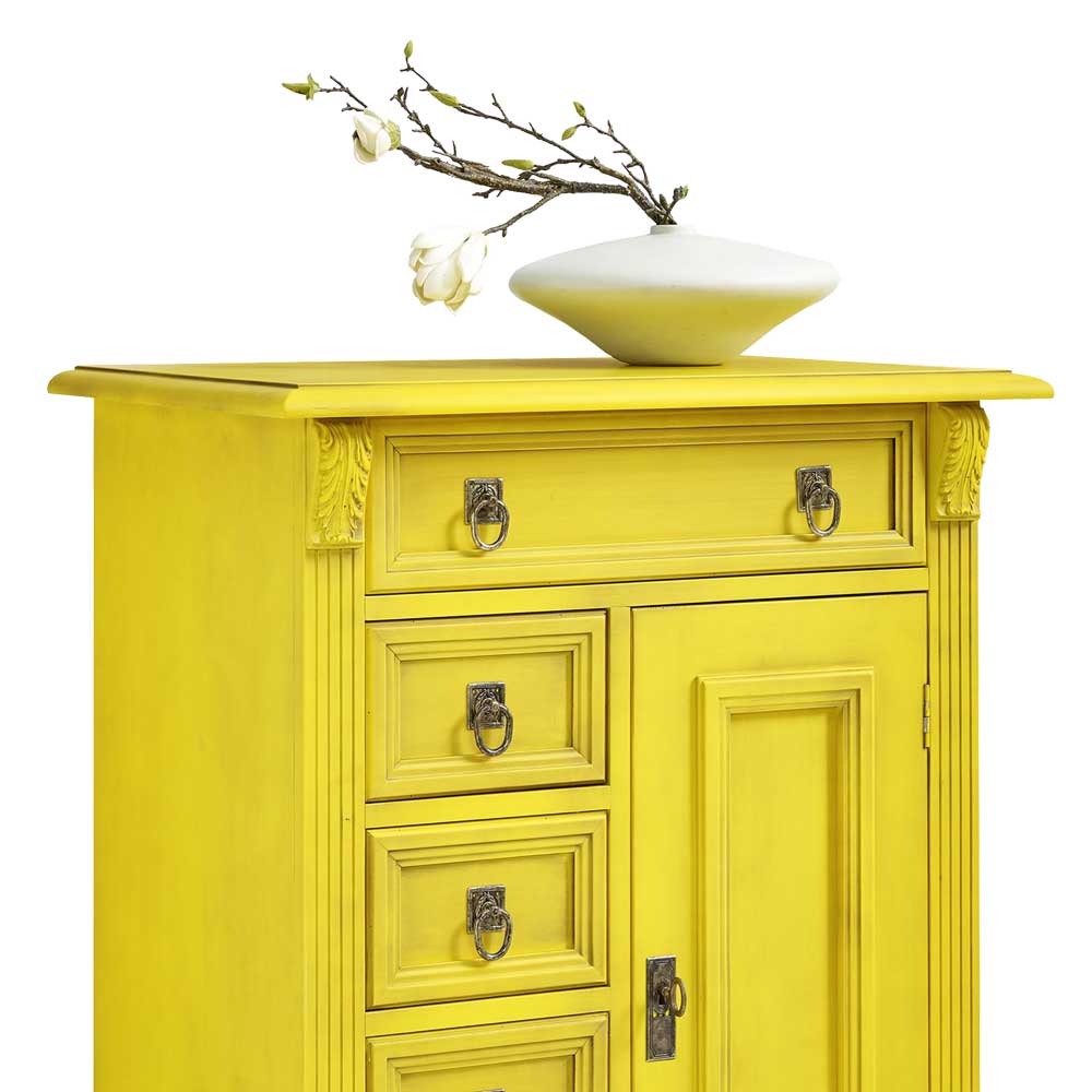 Vintage Kommode Endrov in Gelb aus Fichte massiv