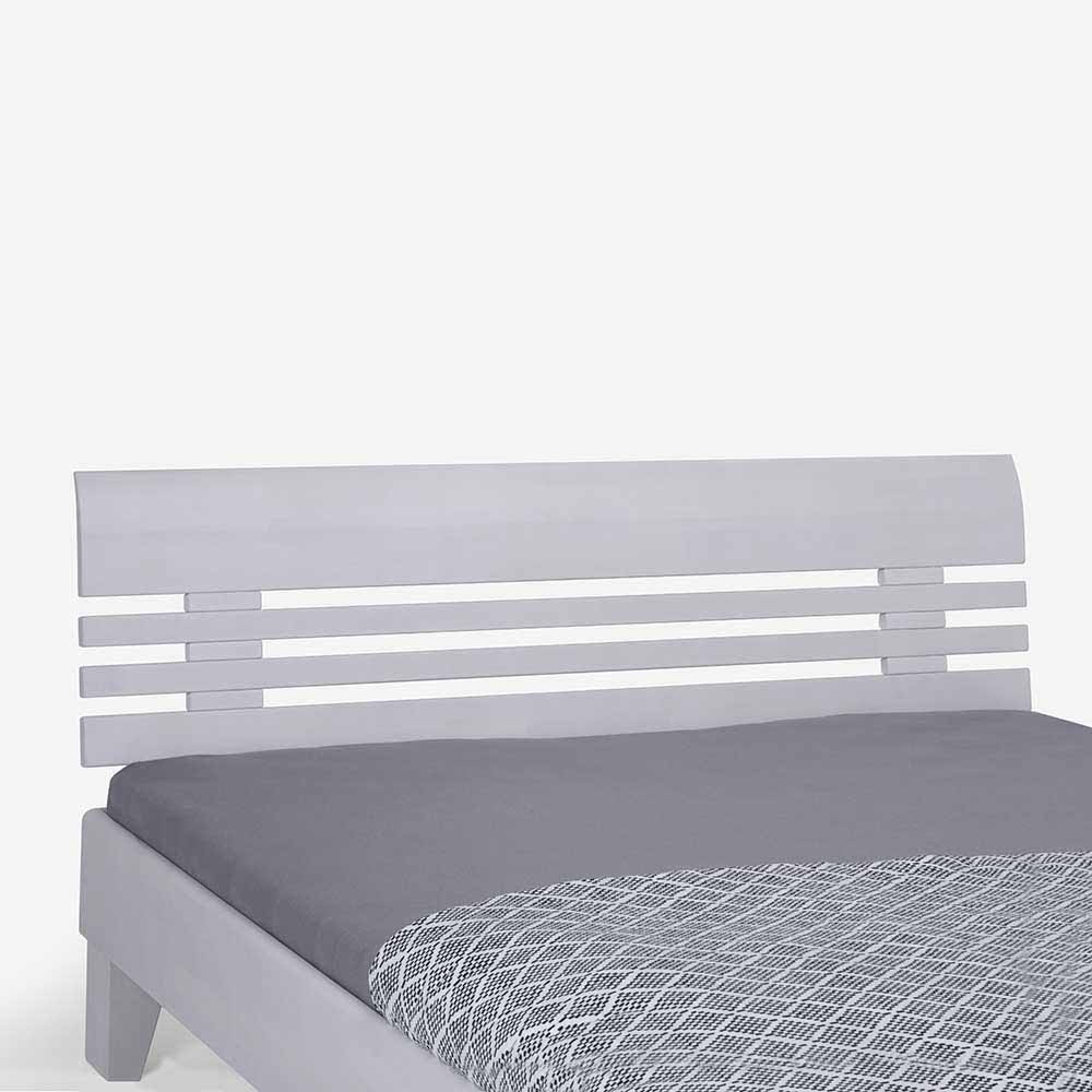 Buchenholz Bett Kermita in Weiß lackiert