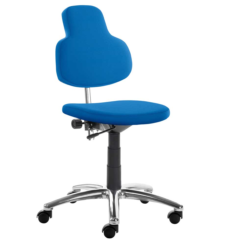 Blauer Bürodrehstuhl Hector mit verstellbarer Rückenlehne und Gestell aus Metall