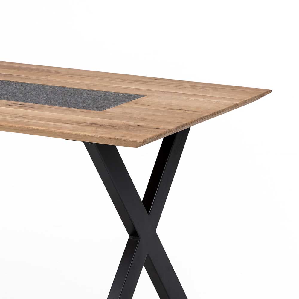 Design Esstisch Baroona mit Massivholzplatte und Granitstein Furnier