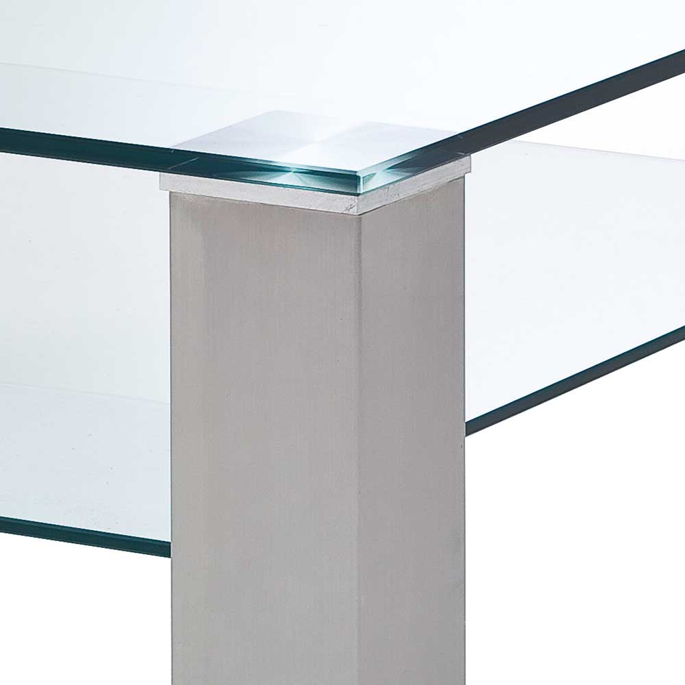 Glas Wohnzimmertisch Mialanuro mit 4-Fußgestell aus Metall modern