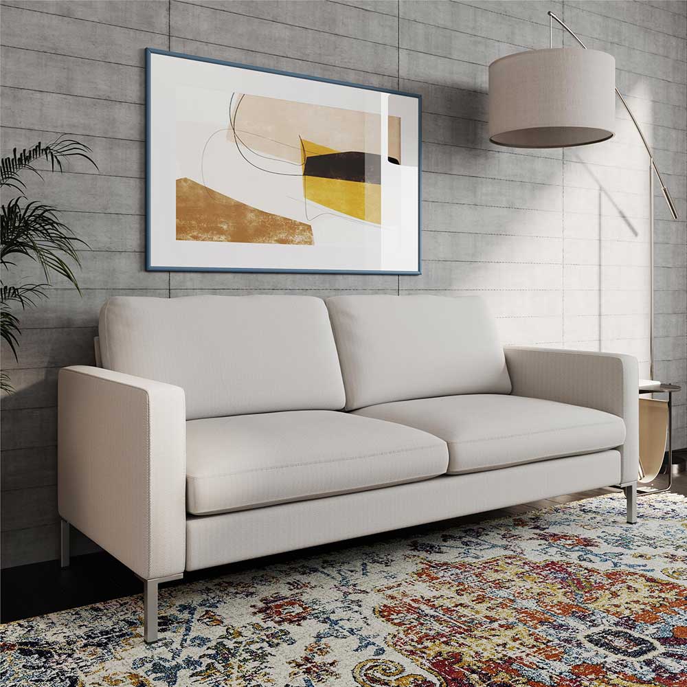 Cremefarbenes Sofa Esniwida mit Vierfußgestell aus Metall 188 cm breit
