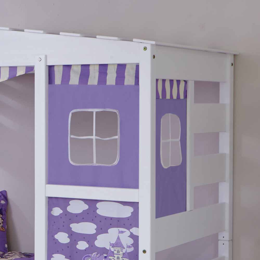 Kinderbett Lisa in Weiß Lila im Prinzessin Design mit Schubladen