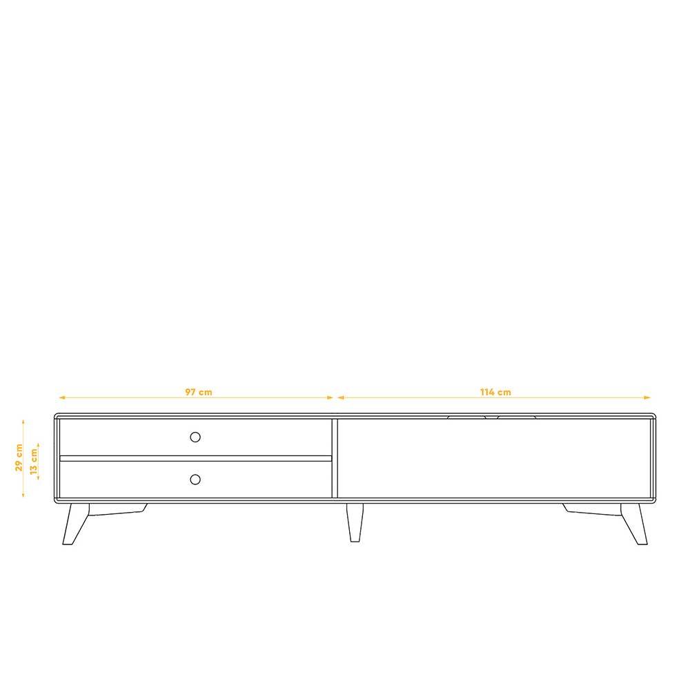 Design Lowboard Triancova in Weiß und Wildeiche 220 cm breit