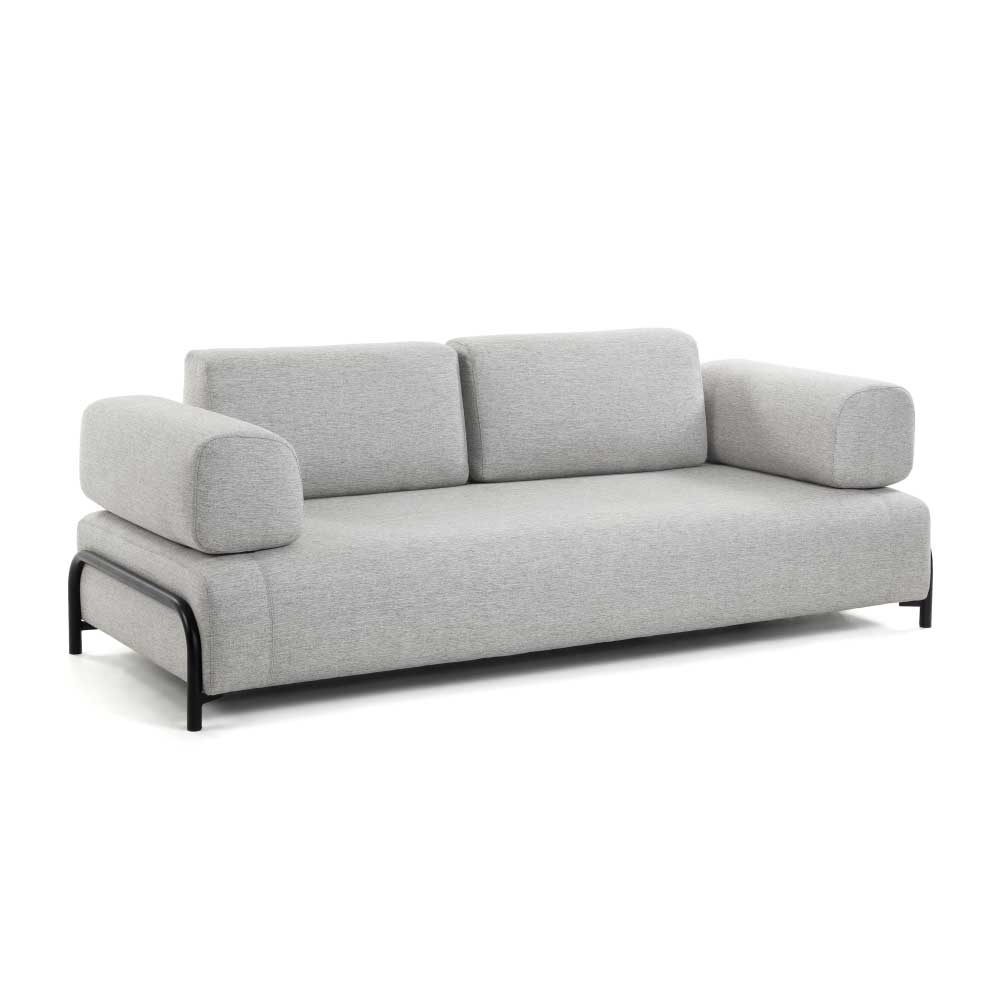 Dreisitzer Sofa Morena in Hellgrau Webstoff modern