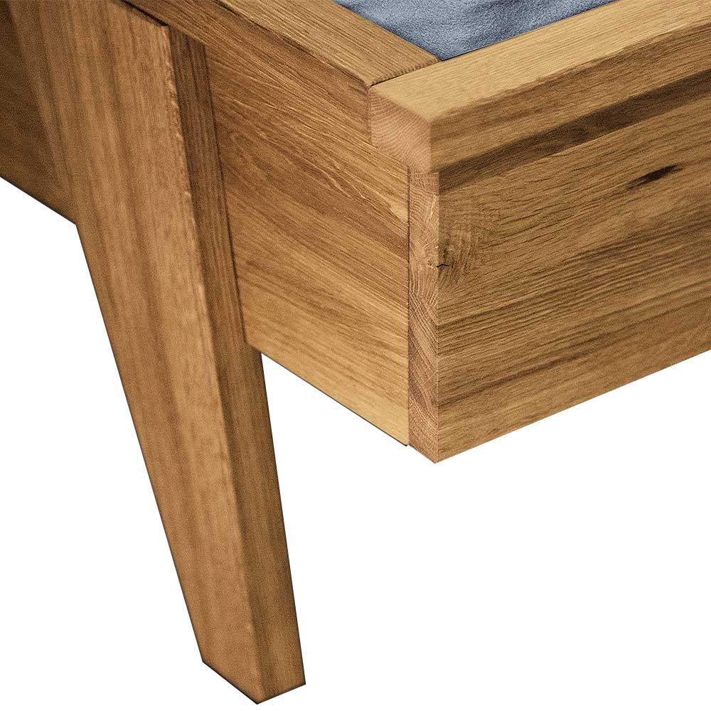 Holz Doppelbett Carilla aus Wildeiche Massivholz im Retro Design