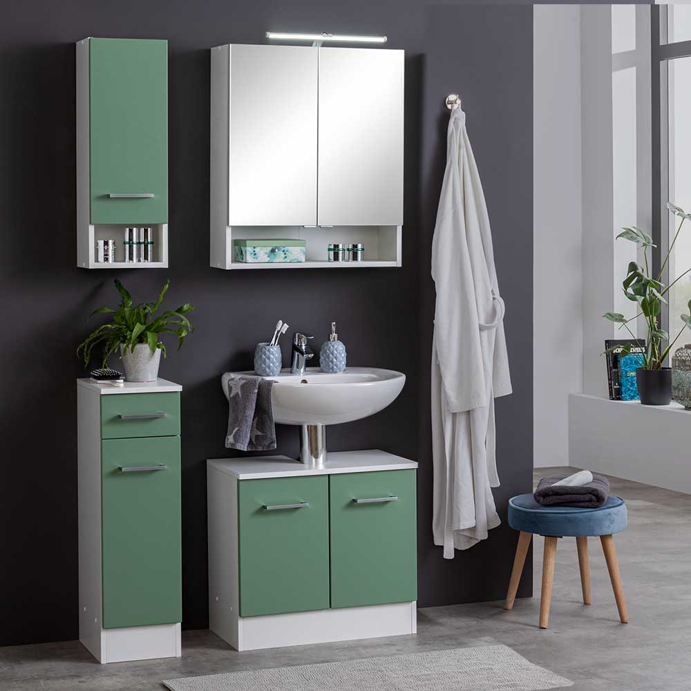 Modernes Badezimmerset Jirecan in Grün und Weiß (vierteilig)
