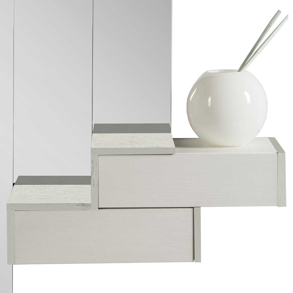 Wandkonsole und Spiegel Elani in Creme Weiß modern (vierteilig)