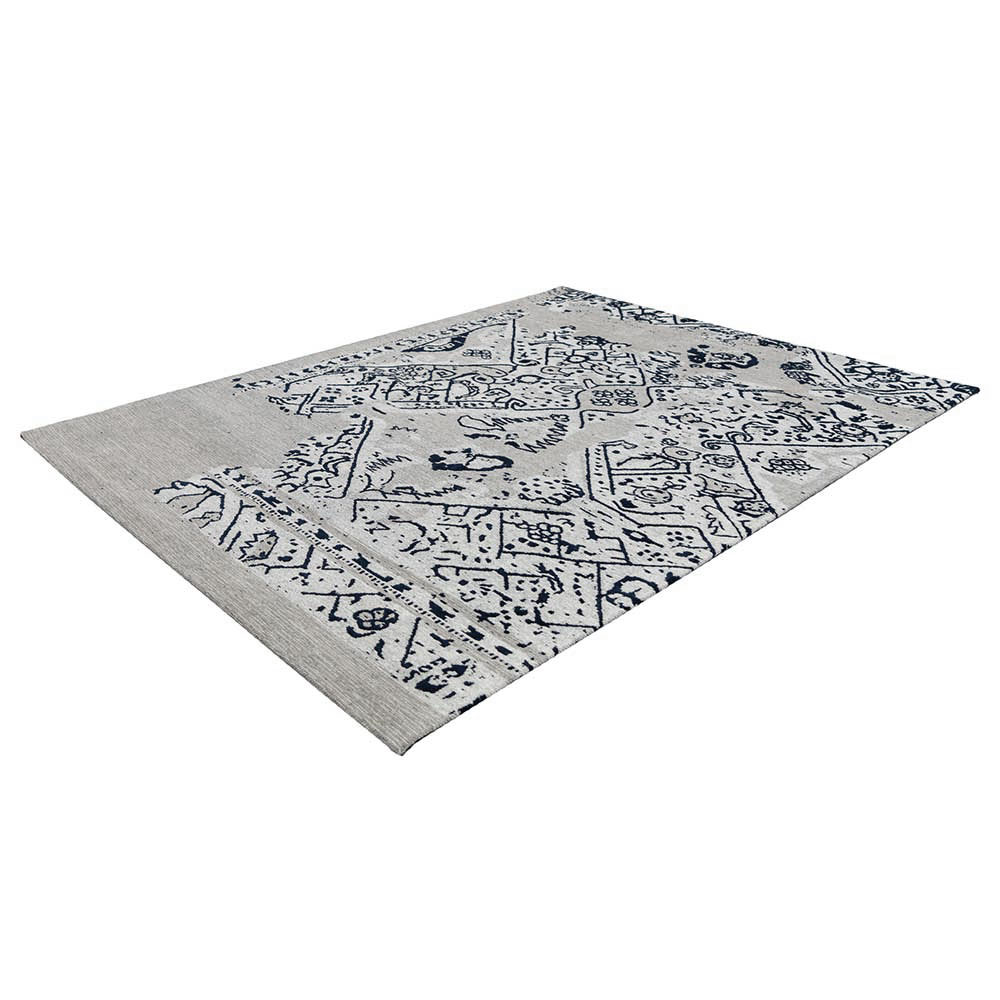Abstrakt gemusterter Teppich Nefadera in Grau und Schwarz gewebt