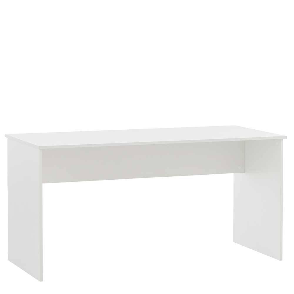Schlichter Schreibtisch Palencial in Weiß mit Wangen Gestell