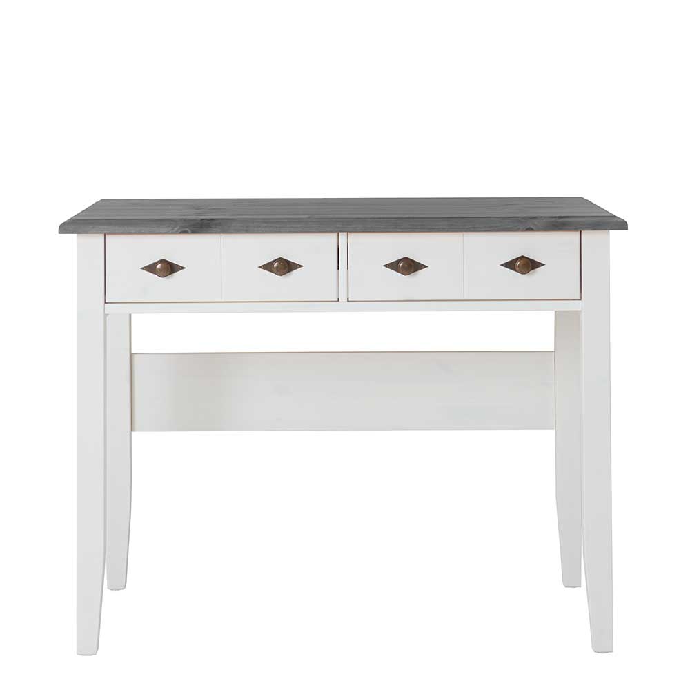 Schreibtisch Boulogne in Grau und Weiß mit zwei Schubladen