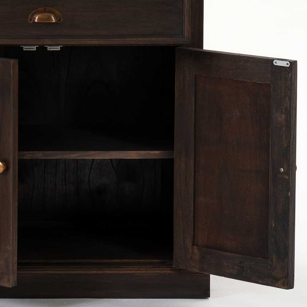 Großer Bücherschrank Landons in Holz Black Wash 4 Türen 2 Schubladen