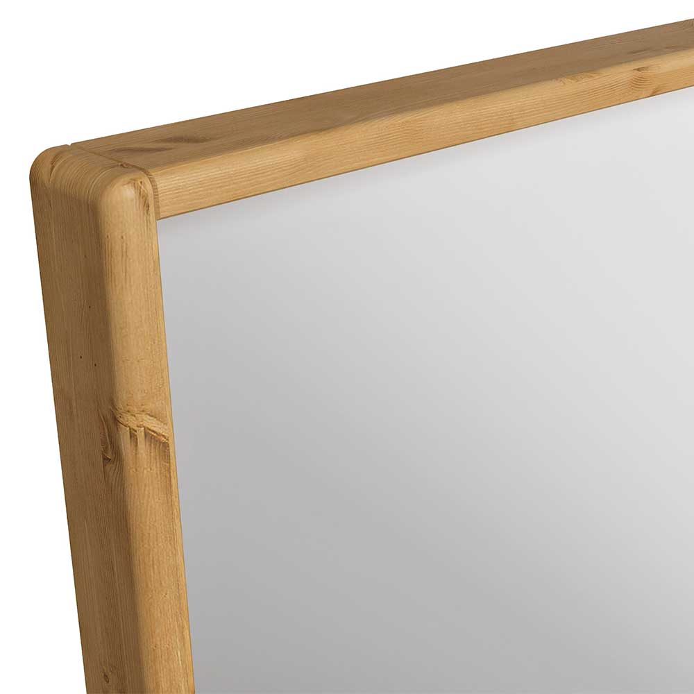 Quadratischer Spiegel Lemcon mit Holzrahmen aus Kiefer
