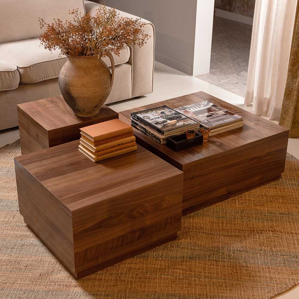 Wohnzimmer Tisch Set Panayota in modernem Design - Walnussfarben (dreiteilig)