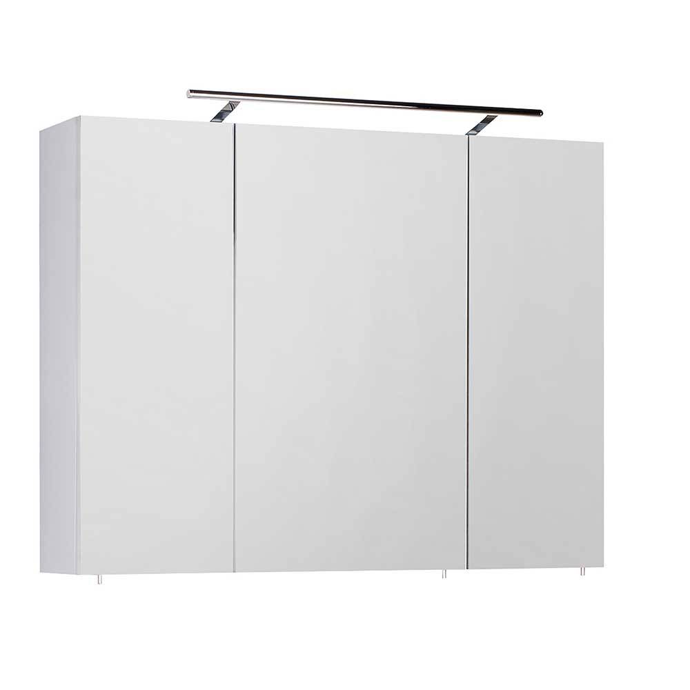 Badspiegelschrank mit Beleuchtung Oksena in Weiß 80 cm hoch