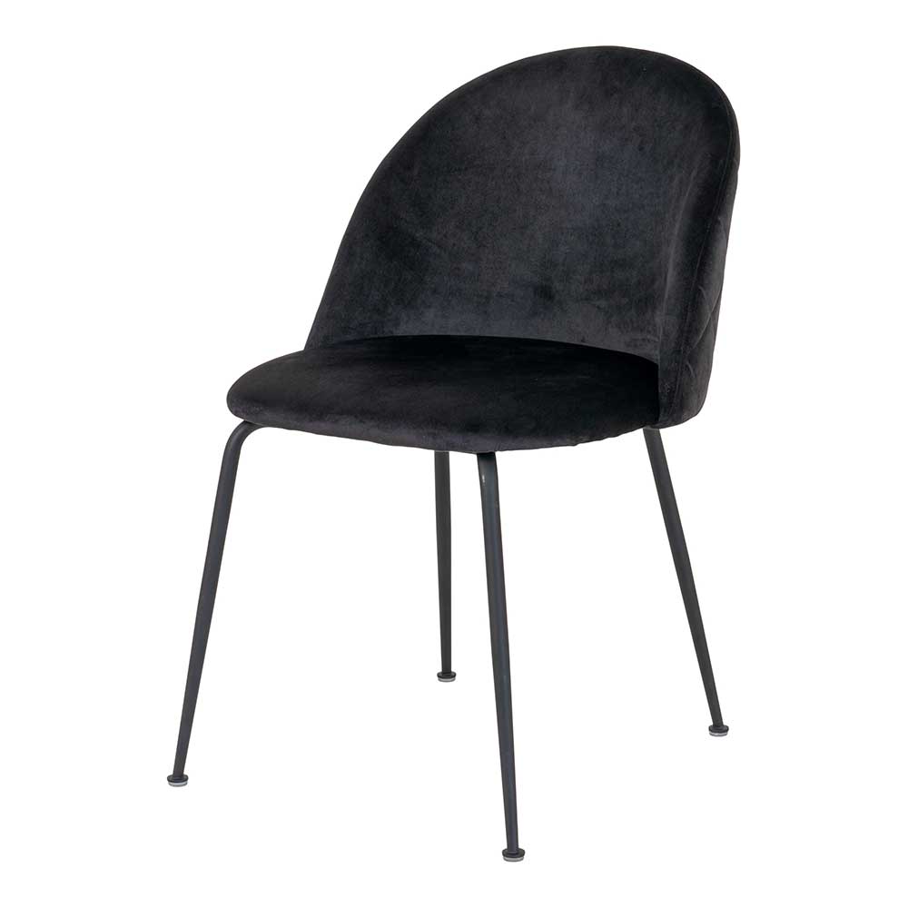 2 Stühle Retro Stil Cremana aus Samt und Stahl (2er Set)