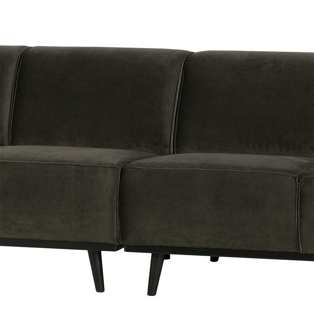 Retro Design Couch Dayton in Dunkelgrün Webstoff modern
