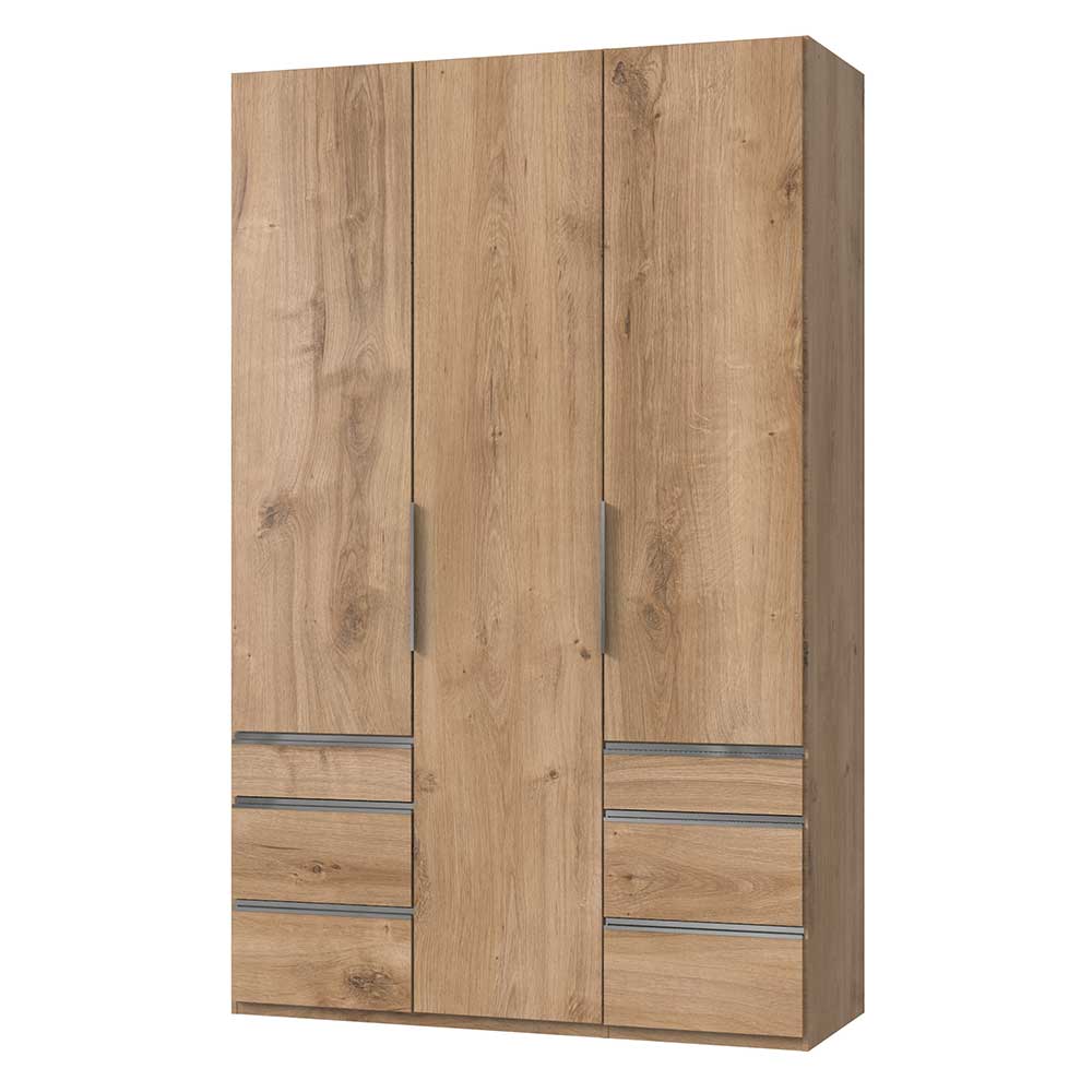 Kleiderschrank Grenvana in Plankeneiche Holzoptik mit sechs Schubladen