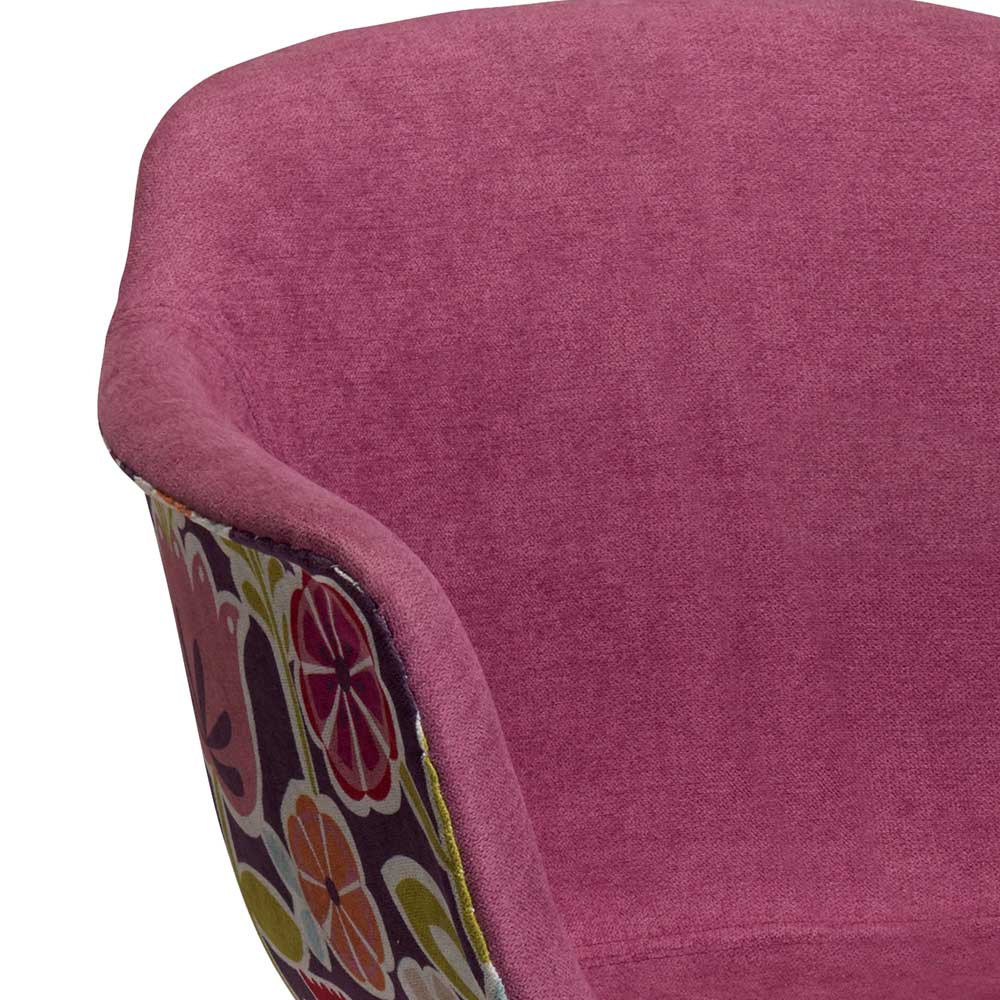 Design Esstischstühle Gluvizia in Pink Webstoff mit Blumenmuster (2er Set)