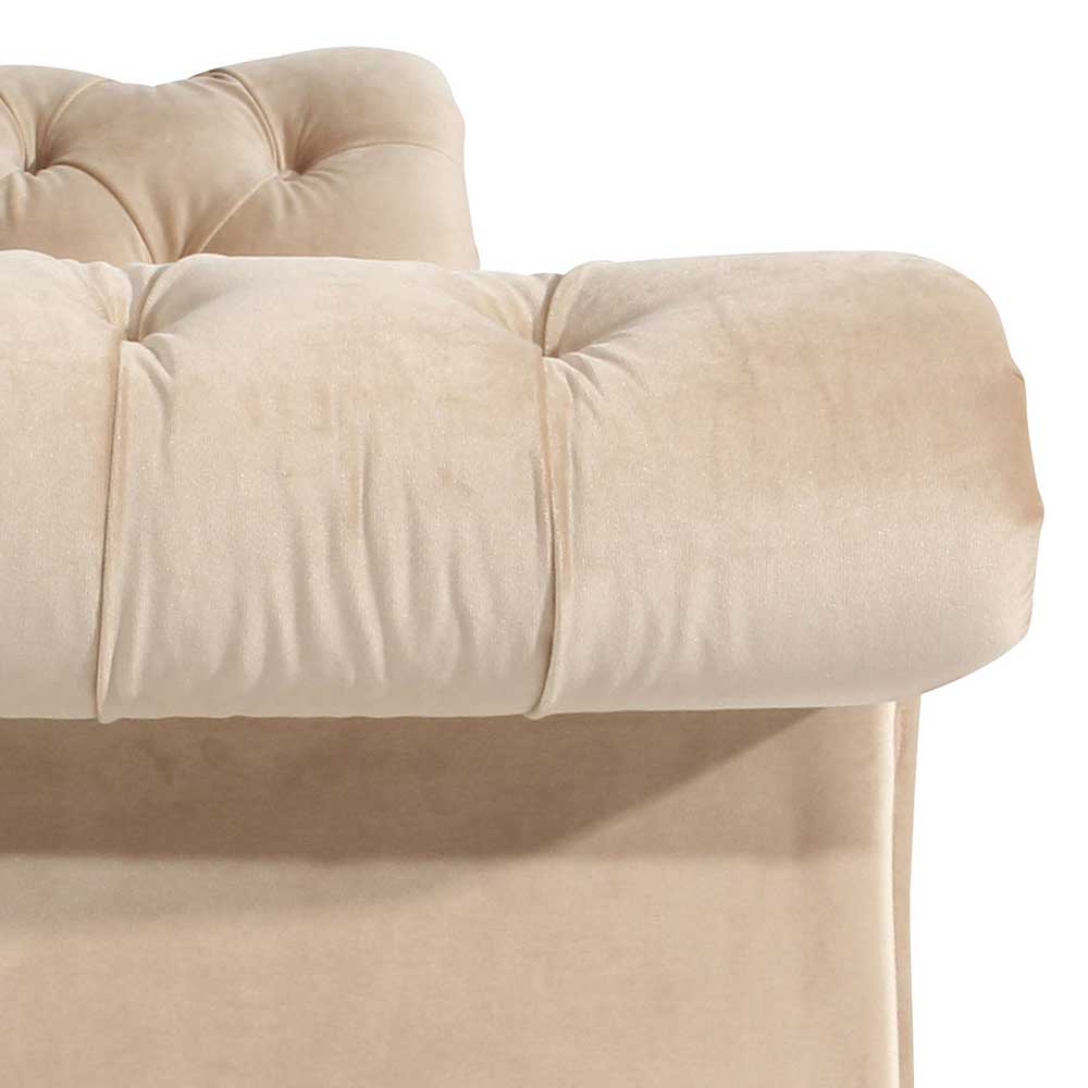 Couch Samtvelours Beige Segin im Barockstil mit drei Sitzplätzen