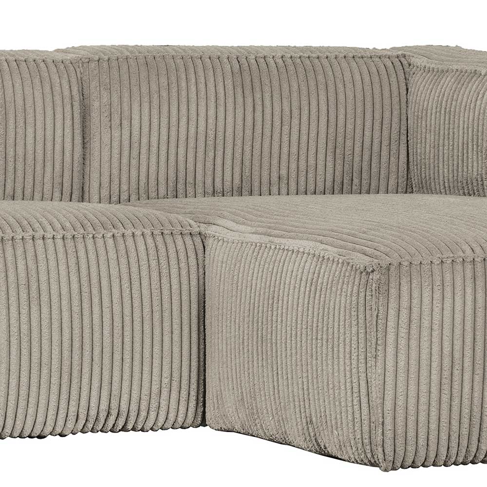 Wohnzimmer Couch Cord Mada in Beigegrau L Form