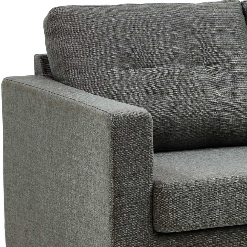 Schlichte Sofa Eckgarnitur Mook in Anthrazit Webstoff mit drei Sitzplätzen