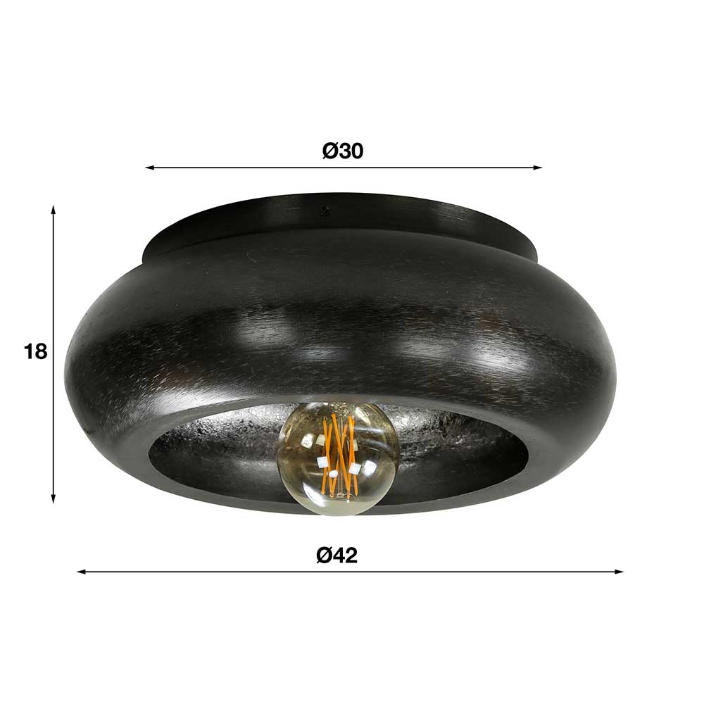 Runde Deckenlampe Nisida aus Metall in Schwarz Nickel