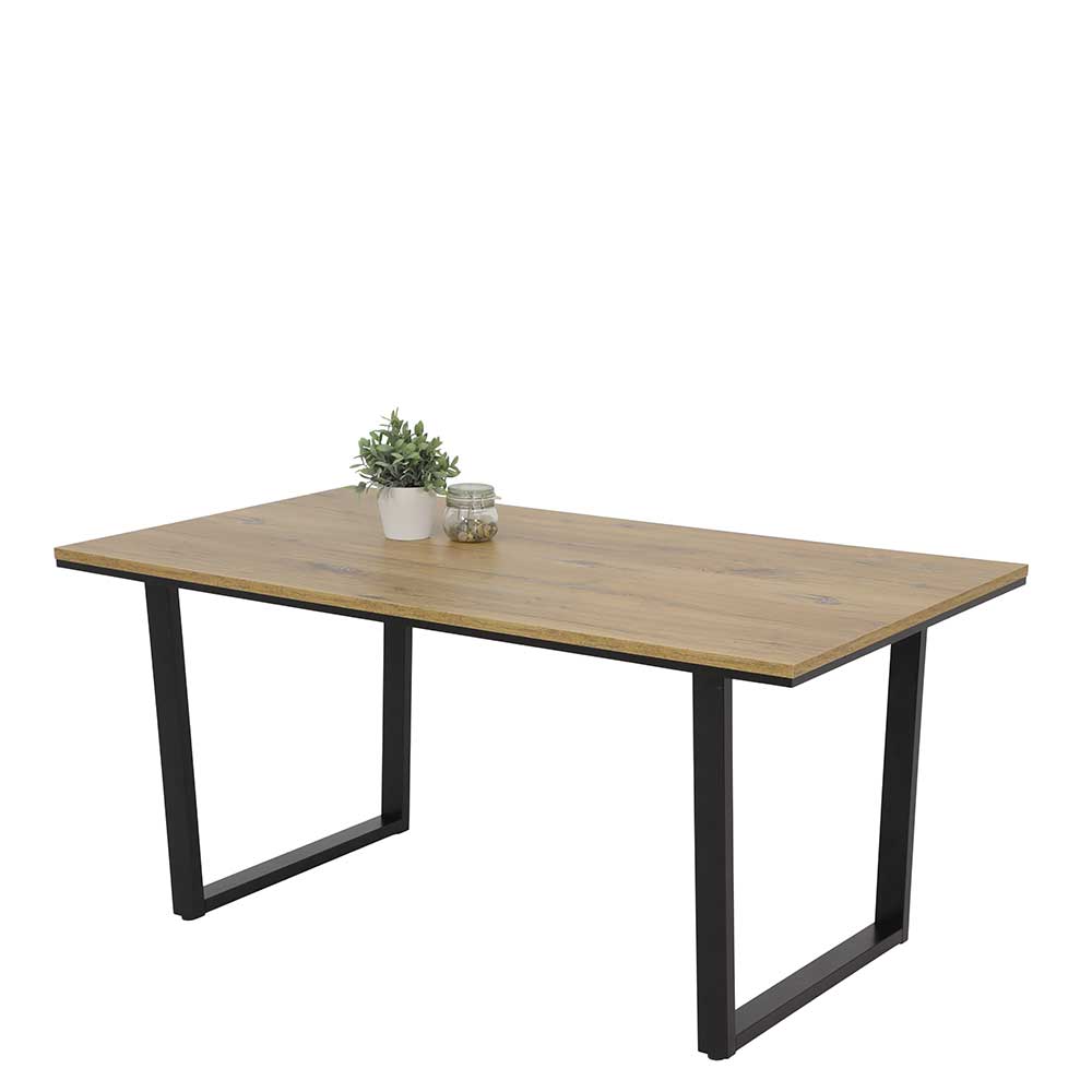 Tisch Esszimmer modern Maduera in Zinneichefarben und Schwarz