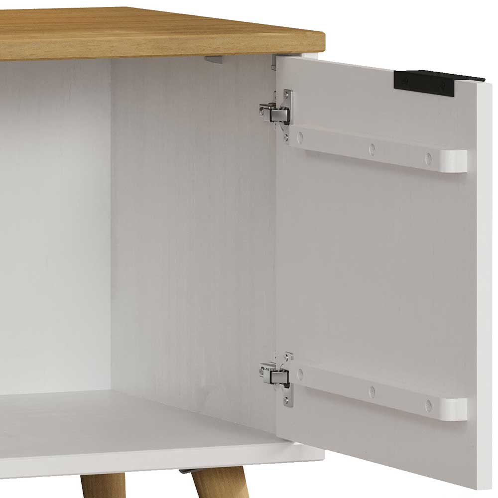Skandi Design TV Lowboard Scandrec in Weiß und Kiefer Honigfarben 57 cm hoch