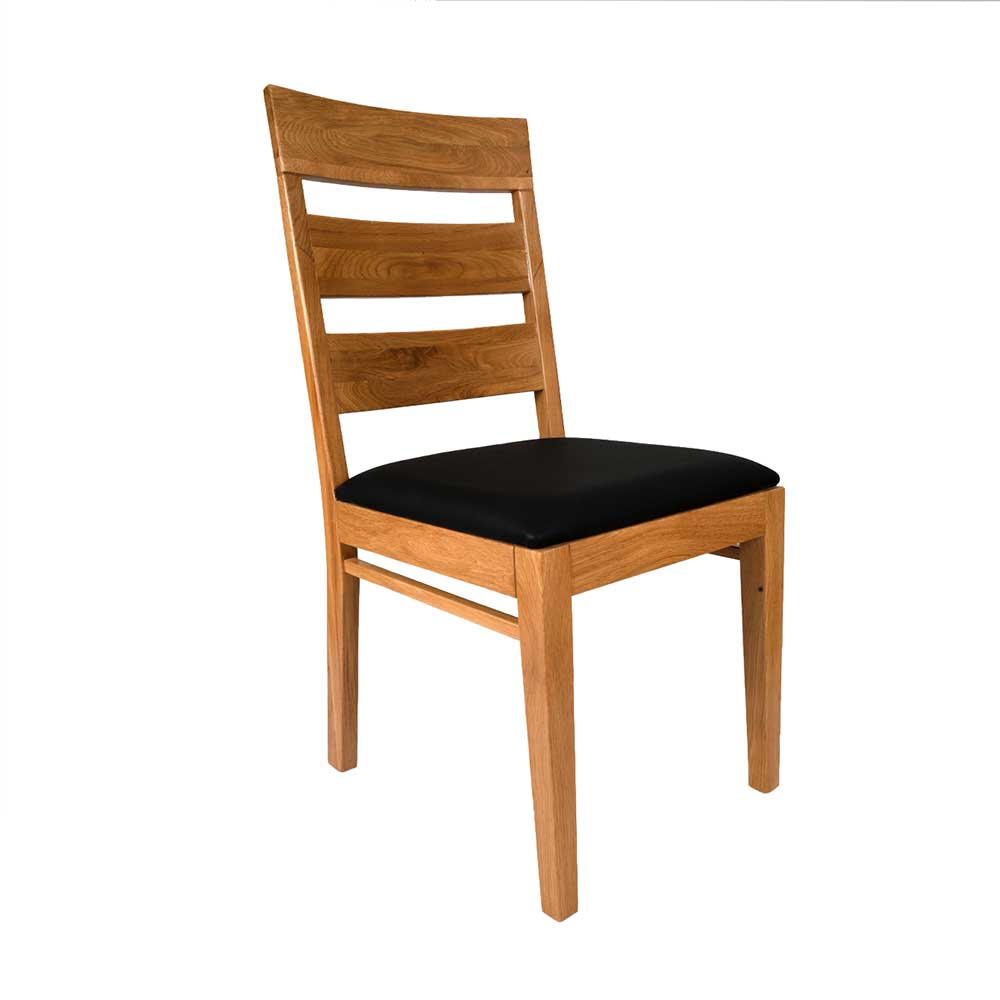 Esstisch Stühle Davinitis aus Wildeiche Massivholz und Kunstleder (2er Set)