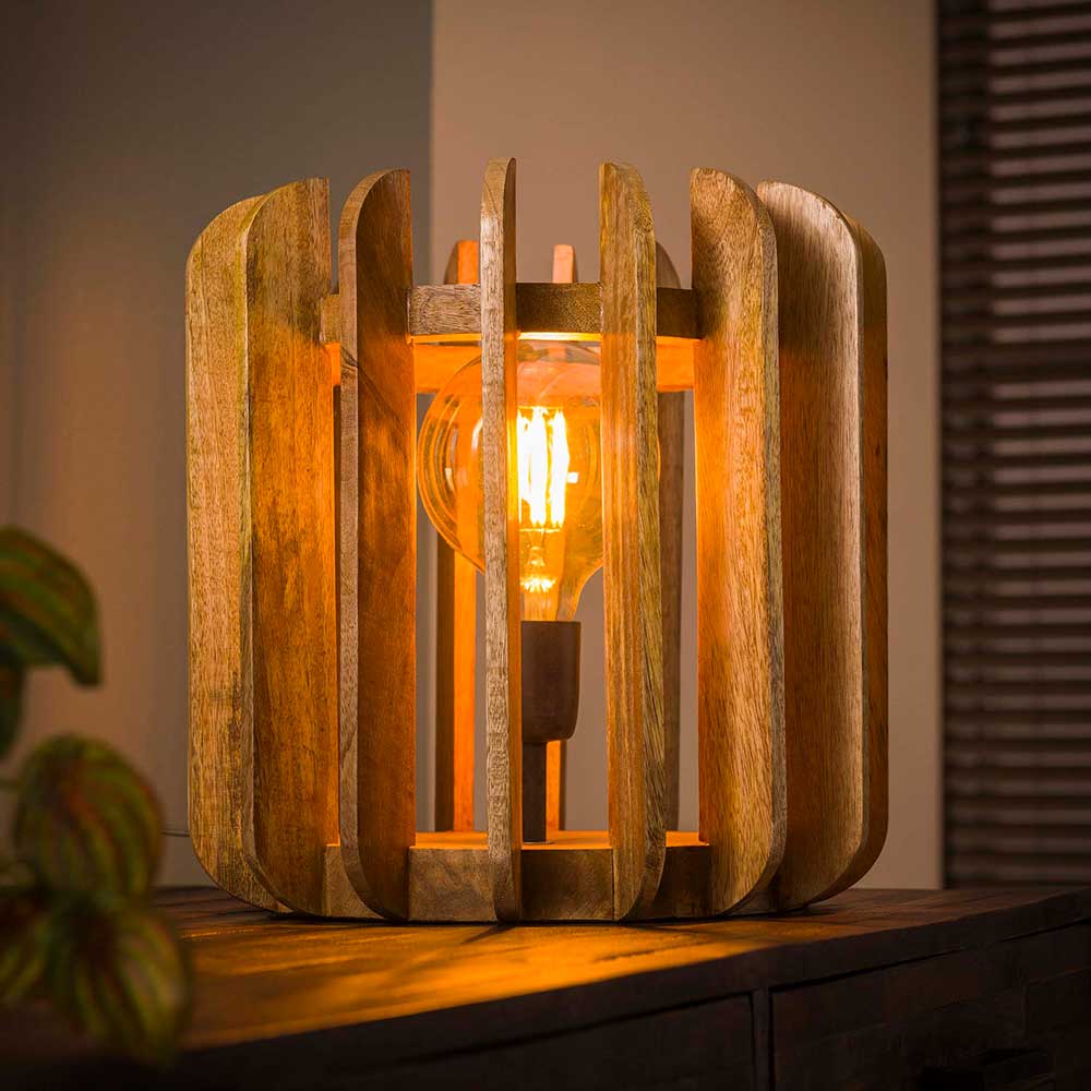 Holz Tischlampe Petit in modernem Design 35 cm hoch
