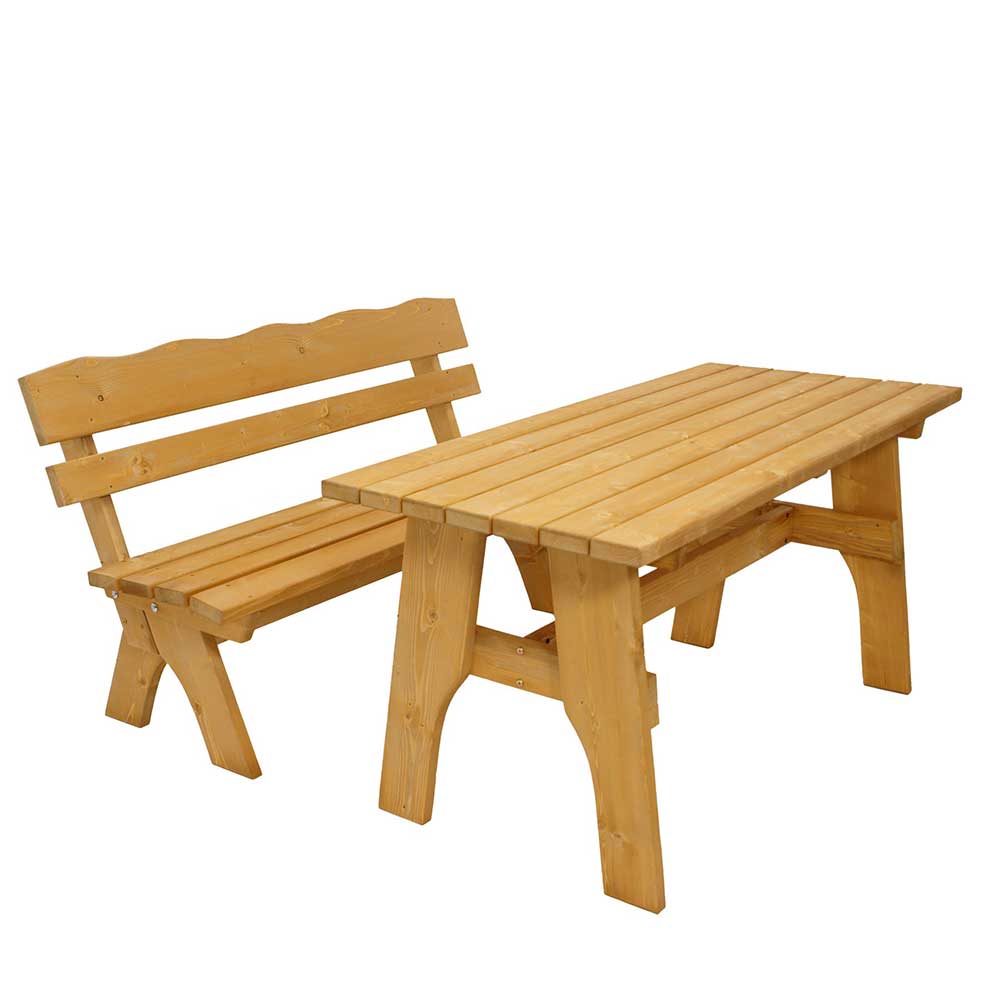 Gartentischgruppe Amyl aus Kiefer Massivholz mit Sitzbank (zweiteilig)