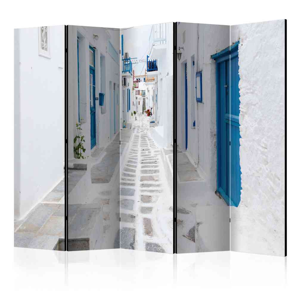 Raumtrenner Paravent Freedoms mit griechischem Altstadtgassen Motiv 225 cm breit