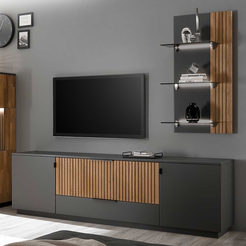 TV Möbel Strong mit zwei Schubladen und Türen 60 cm hoch