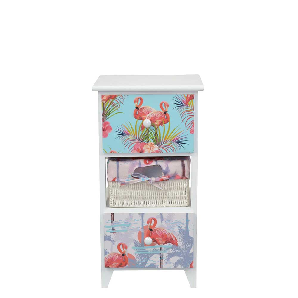 Kleine Kommode Angoro mit Flamingo Motiven 30 cm breit