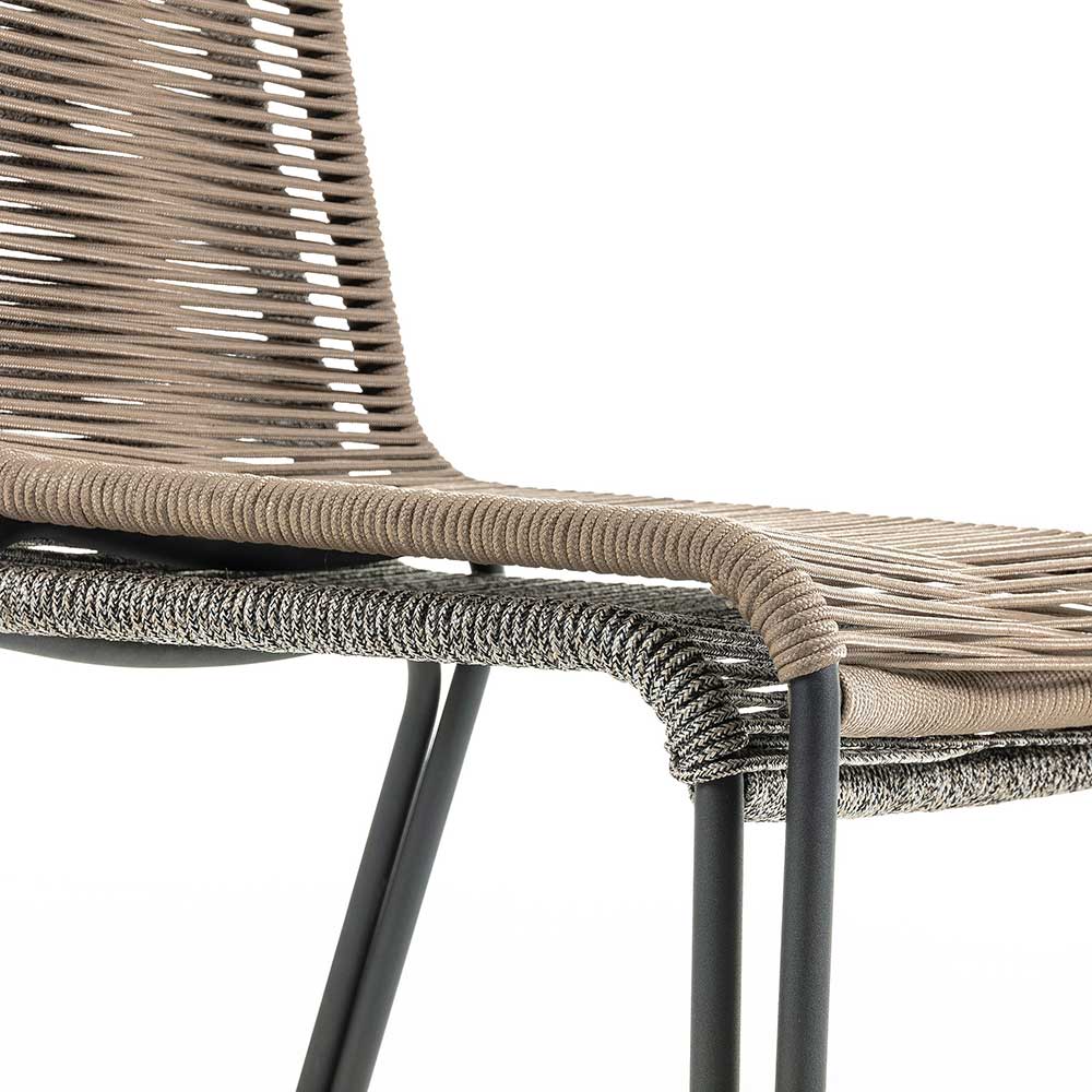 Kordel Geflecht Stühle Axinta mit Metallgestell In- und Outdoor geeignet (4er Set)