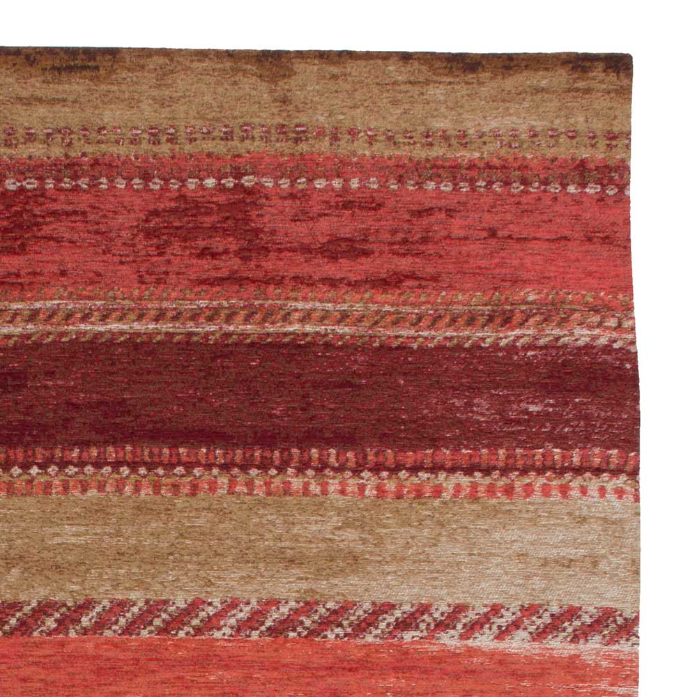 Kurzflor Teppich Stellario in Rot und Beige im Vintage Design